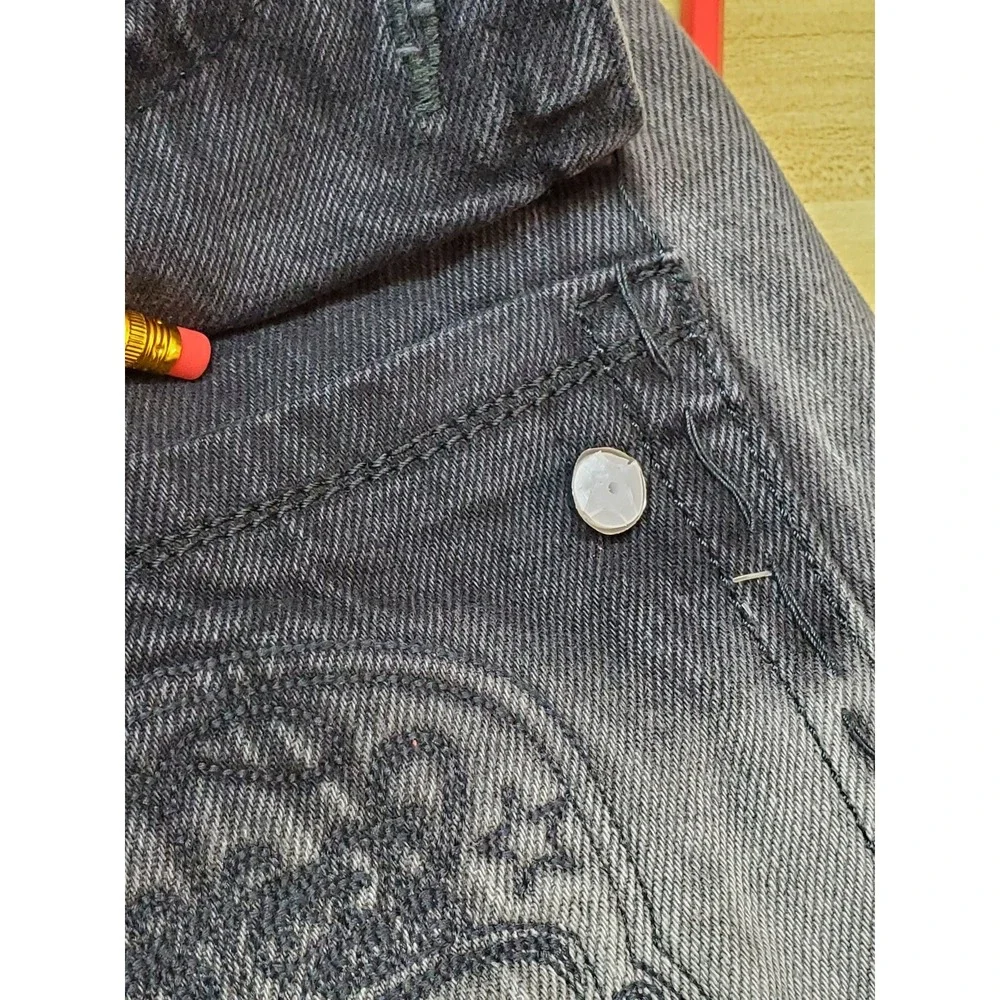 Laguna Beach Jeans Co Men Jeans 32X32 Gray Denim Y2K Embroidered Skull 30